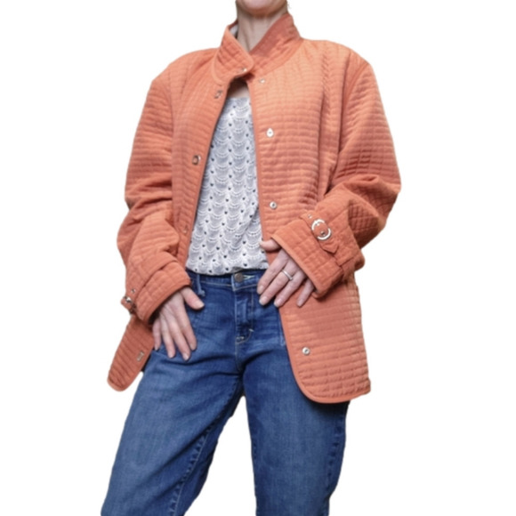 Size XL Quilted spring Jacket Muted Orange color Collared GALLERY - Picture 5 of 16